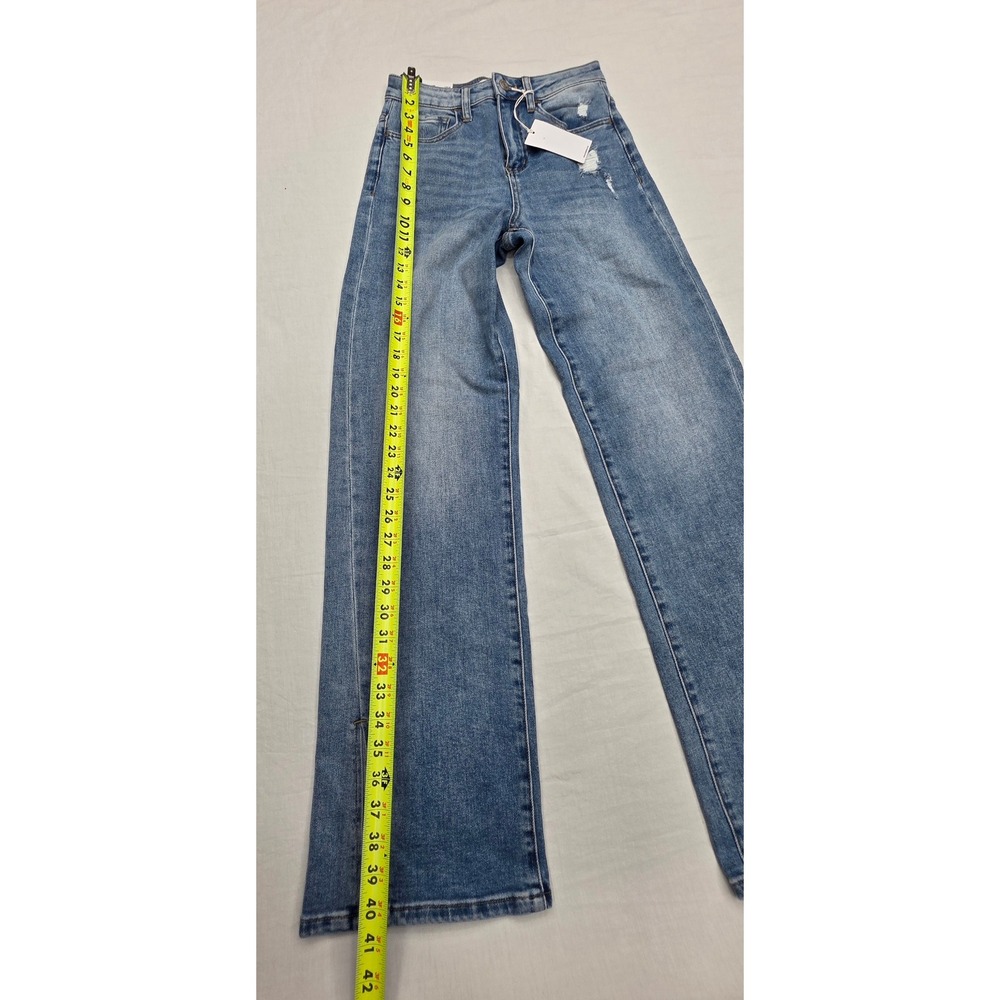 Vervet Leslie 90s Vintage Flare Jeans Distressed Blue Denim Size 25 NWT - Picture 6 of 10